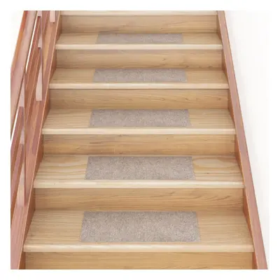 vidaXL 15x Self-adhesive Stair Mats Rectangular Cream Home Stair Protector