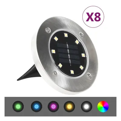 vidaXL 8x Solar Ground Lights LED Lights RGB Colour Garden Outdoor Floor Light