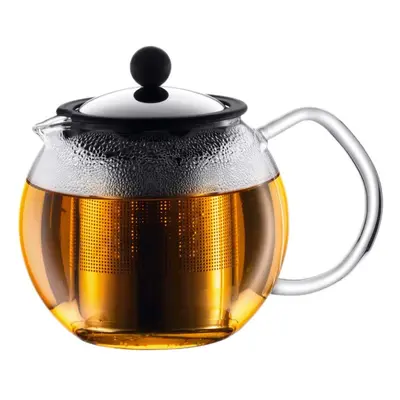 Assam Tea Press Permanent Filter Glass Handle 0.5 L/17oz Black Transparent