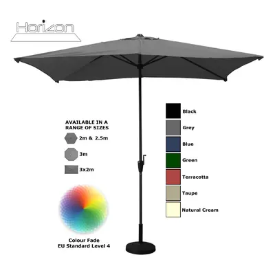 (3x2m, Grey) Parasol Aluminium Crank Full & Half Shade Umbrella