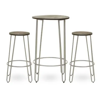 Premier Housewares District 3pc Silver Frame Bar Table Stool Set