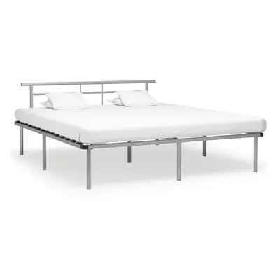 vidaXL Bed Frame Grey Metal 200x200 cm Modern Bedroom Sleeping Furniture Home