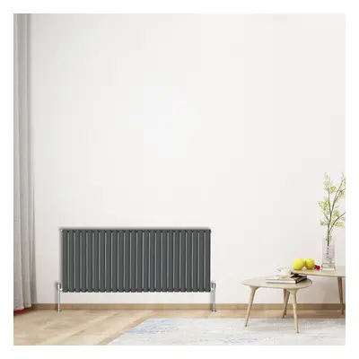 (Horizontal 600x1416mm - Single) NRG Oval Column Designer Radiator Bathroom Central Heating Anth