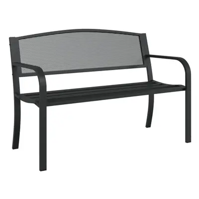 vidaXL Garden Bench Patio Park Bench Picnic Outdoor Bench Seat Black Steel