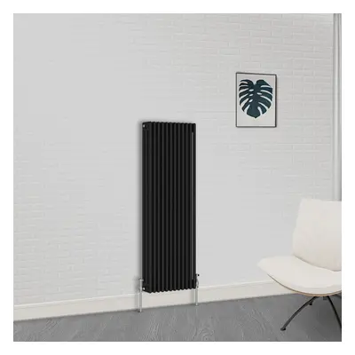 (1500 x 560mm-3 Column) NRG Traditional Black Horizontal Vertical Bathroom Cast Iron Radiator