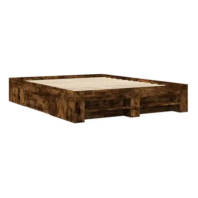 vidaXL Bed Frame Bed Base Smoked Oak 150x200 cm King Size Engineered Wood