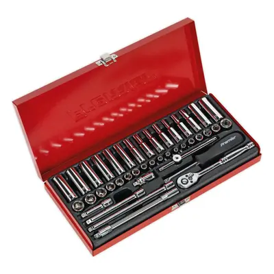 41 PACK Socket Set - 1/4" Met & Imp Square Drive - Point Socket Ratchet Handle