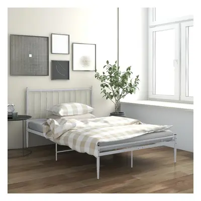 vidaXL Bed Frame White Metal 120x200 cm Bedroom Furniture Bed Base Bedstead