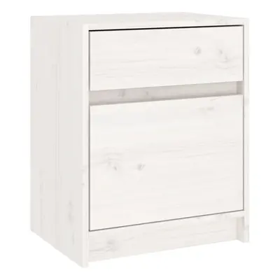 (white, 1) vidaXL 1/2x Solid Pinewood Bedside Cabinet Wooden Bedside Table Multi Colours