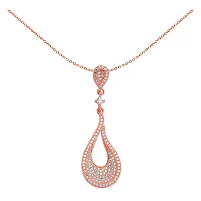 Jewelco London Rose Gold-Plated Sterling Silver Cubic Zirconia Tears of Joy Pendant Necklace inc