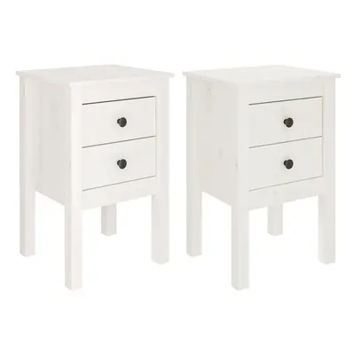 (white, 2) vidaXL 1/2x Solid Wood Pine Bedside Cabinet Side Table Furniture Multi Colours