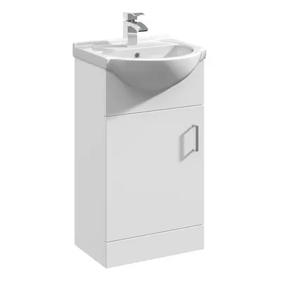 1 Door Bathroom Vanity Basin Unit with Round Basin - 450mm - Gloss White