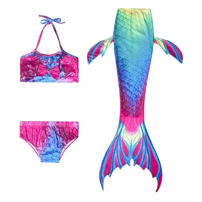 (M, Type B) 3pcs/Set Mermaid Tail Swimsuit Swimwear Summer Swimpool Swim Beach Kids Girls