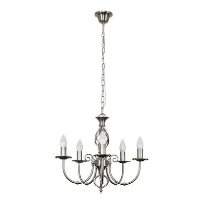 Traditional Style Satin Nickel Barley Twist Way Ceiling Light Chandelier - with x Thermal Plasti