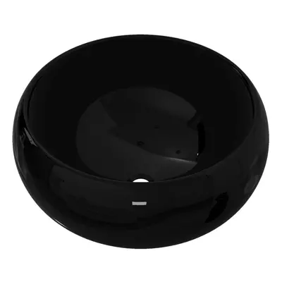 vidaXL Basin Ceramic Round Black 40x15cm Bathroom Cloakroom Countertop Sink