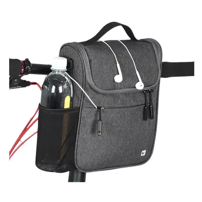 (Grey) 5L Bike Bag Folding Front Tube Frame Bag Waterproof Keep Warm Bicycle Handlebar Bag Outdo