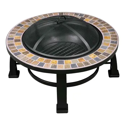 Dellonda 30" Deluxe Traditional Style Fire Pit/Fireplace/Outdoor Heater with Slate Top