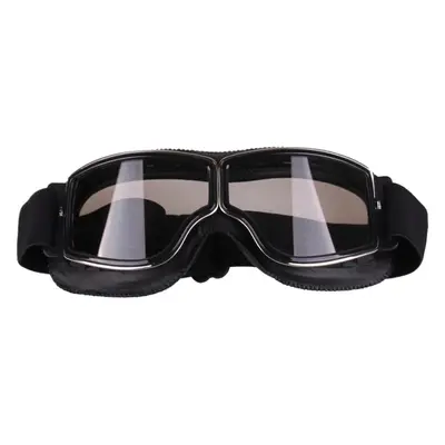 (transparent + Black) Retro Style Vintage Motorcycle Goggles Helmet Protective Eyewear for Outdo