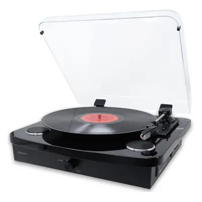 (Black) Record Player With Stereo Speakers - Bluetooth - USB & SD Recording - AUX IN & RCA Out