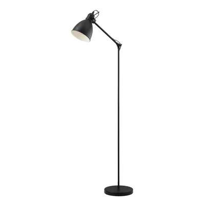 Adjustable Arm Floor Lamp Light Black & White Shade x 40W E27 Bulb