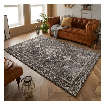 (120x170 cm) Grey Traditional Distressed Faded Rugs Modern Small Extra Large Hall Runner Carpet 