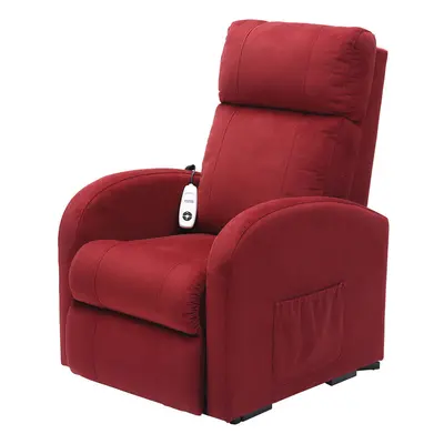 Single Motor Rise and Recline Lounge Chair - Red Coloured Micro Fibre Material