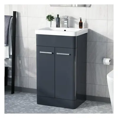 Afern 500mm Freestanding Vanity Unit Cabinet & Wash Basin Anthracite Flat Pack