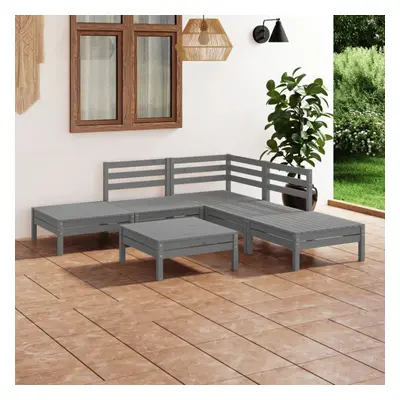 vidaXL Garden Lounge Set Wooden Outdoor Lounge Set Piece Solid Pinewood Grey