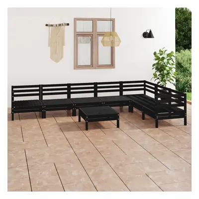 vidaXL Garden Lounge Set Outdoor Lounge Set Piece Solid Wood Pine Black