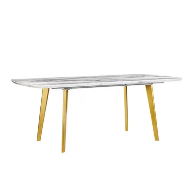 Dining Table MOSBY cm 160/200 cm Marble Effect Gold