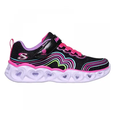 (11.5 (Children's)) Heart Lights - Retro Hearts | Black/Multi | Girl's Light-up Riptape Trainers