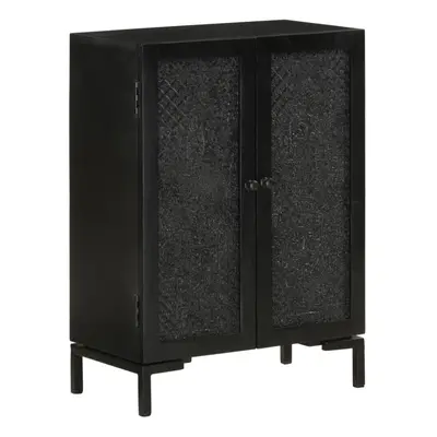 vidaXL Sideboard Cabinet Cupboard Highboard Black Solid Wood Mango and Iron