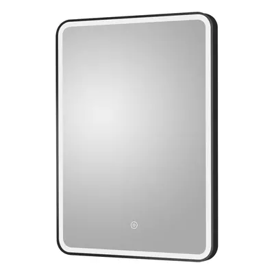 Rectangular LED Illuminated Touch Sensor Framed Mirror with Demister, 700mm x 500mm - Black