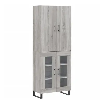 (grey sonoma, glass doors) vidaXL Highboard Sideboard Storage Cabinet Side Cabinet White Enginee