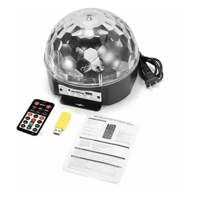 (UK Plug) Color LED Voice Control With Remote Control MP3 Crystal Ball Flashlightts Stage Sprink