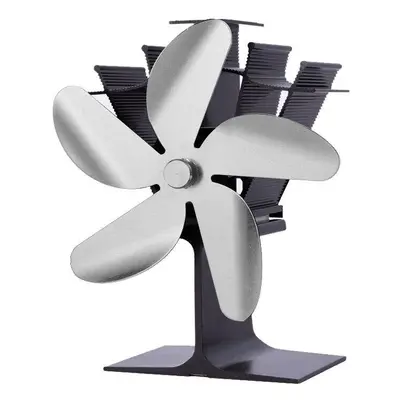 (Silver) Blades Stove Fan Heat Powered Saving Fireplace Ecofan Burner