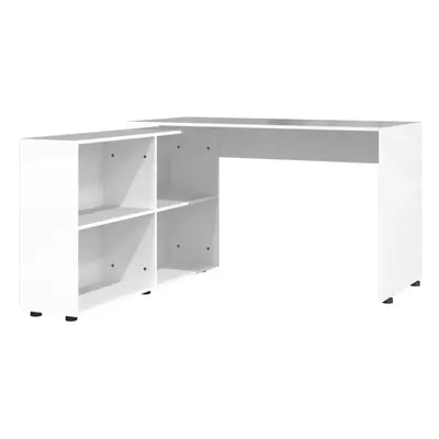 (High gloss white) Corner Desk Shelves Computer Office Home Study Table Furniture Oak/White