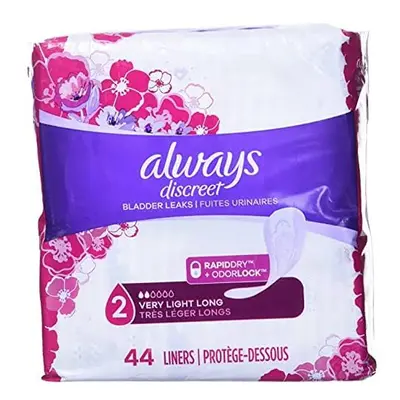 Always Discreet Incontinence Liners for Women, Very Light Absorbency, Long Length, count