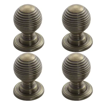 4x Textured Reeded Ball Cupboard Door Knob 23mm Dia Florentine Bronze Handle