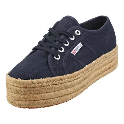 Superga Cotropew Womens Flatform Trainers in Navy - UK