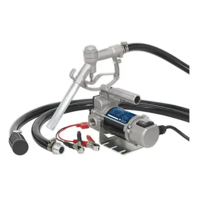 12V Portable Diesel & Fluid Transfer Pump - Self-Priming Manual Delivery Nozzle