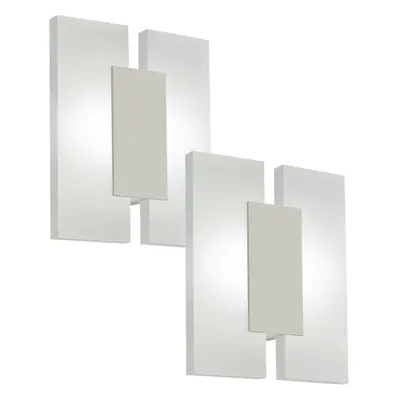 2 PACK Wall Light Colour Satin Nickel Shade Satined Plastic LED 2x4.5W Included