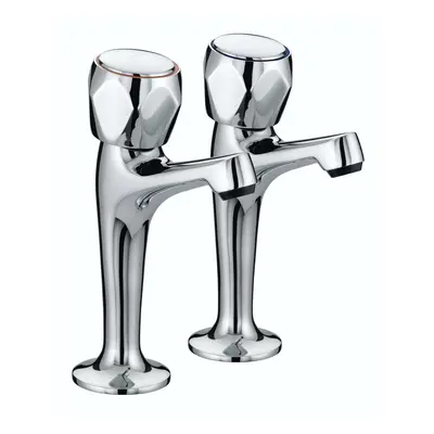 Bristan VAC HNK C MT Club High Neck Pillar Taps with Metal Heads - Chrome Plated