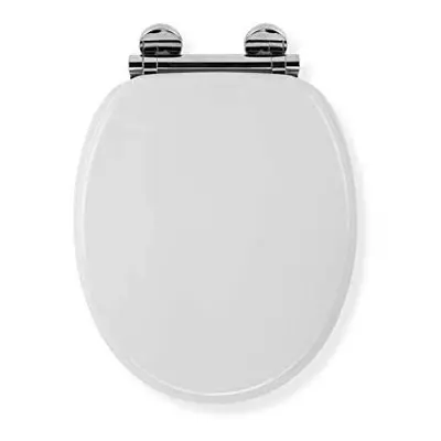 Croydex Flexi-Fix Lucerne Always Fits Never Slips Slow Close Toilet Seat, Wood, White, x 37.8 x 