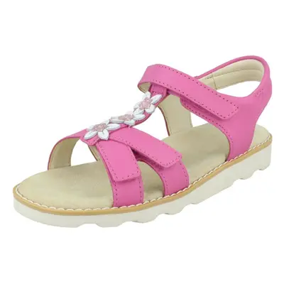 (Pink, UK Child) Girls Clarks Casual Sandals Crown Flower