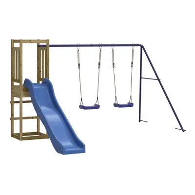 (Solid impregnated pinewood) vidaXL Outdoor Playset Wooden Playground Set Swing Set Impregnated 