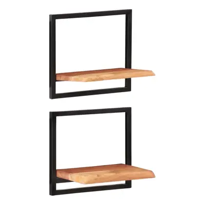 (40 Â¡Ã Â¡Ã cm) vidaXL Wall Shelf Set Picture Ledges Display Unit Solid Acacia Wood and Steel