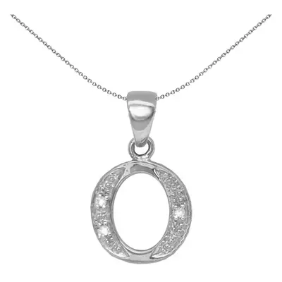 Jewelco London 9ct White Gold Pave Set Round H I2 0.02ct Diamond Identity Dainty Initial ID Char