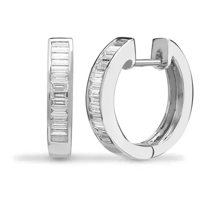 Jewelco London Solid 18ct White Gold Channel Set Baguette G VS 0.53ct Diamond Eternity Huggie Ho