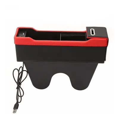 (Black+Red) Car Right Seat Crevice Gap Leather Phone ID Card Key Storage Coin Box Car Cradles Or